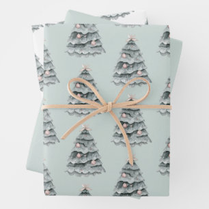 Soft Sage Green Christmas Blush Tree Ornament Inpakpapier Vel