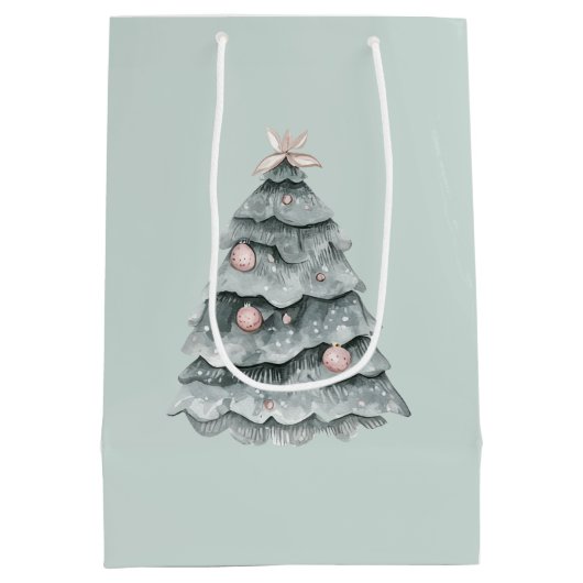 Soft Sage Green Christmas Blush Tree Ornament Medium Cadeauzakje (Achterkant)