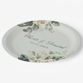 Soft Sage Green Floral Paper Plate Papieren Bordje (Gekanteld)