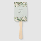 Soft Sage Green Floral Wedding Program Hand Fan Handwaaier (Voorkant)