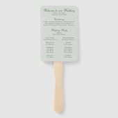Soft Sage Green Floral Wedding Program Hand Fan Handwaaier (Achterkant)