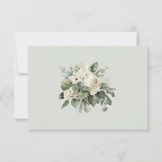 Soft Sage Green Floral Wedding RSVP Card (Dos)