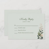 Soft Sage Green Floral Wedding RSVP Card (Devant / Derrière)