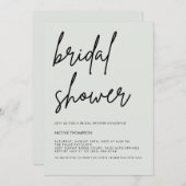 Soft Sage Script Modern Bridal Shower Invitation Kaart (Voorkant / Achterkant)