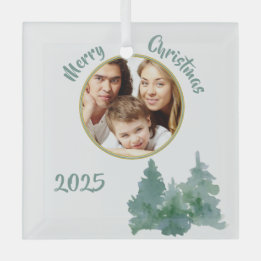 Soft Sea Green Photo Christmas Card Glas Ornament