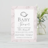 Soft Seashell Baby shower Invitation Kaart (Staand voorkant)