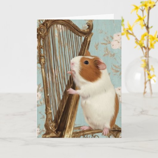 Soft Serenade – Guinea Pig Greeting Card Kaart (Gele Bloem)