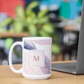 Soft Serenity Watercolor Leaves Custom Monogram Koffiemok