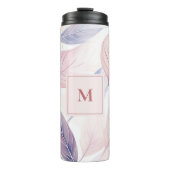 Soft Serenity Watercolor Leaves Custom Monogram Thermosbeker (Voorkant)