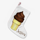 Soft Serve Chocolate Swirl Ice Cone Dessert Kleine Kerstsok (Voorkant (Hangend))