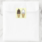 Soft Serve Ice Cream Cone wafer chocolade vanille Vierkante Sticker (Tas)