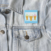 Soft Serve Ice Cream Cones Leuk Zomer Dessert Vierkante Button 5,1 Cm (In situ)