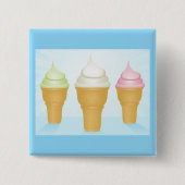 Soft Serve Ice Cream Cones Leuk Zomer Dessert Vierkante Button 5,1 Cm (Voorkant)