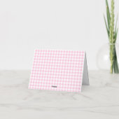 Soft Shell Pink Gingham Drieletterige monogram Bedankkaart (Achterkant)