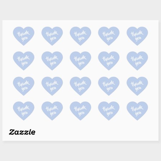 Soft Sky Blue Thank You Heart Sticker (Vel)