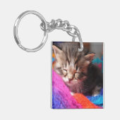 Soft Sleepy Newborn Kitten Phototgraph Sleutelhanger (Voorkant Links)