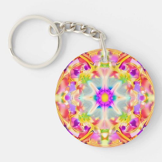 Soft Spring Pastels Tie Dye Patroon Sleutelhanger (Voorkant)