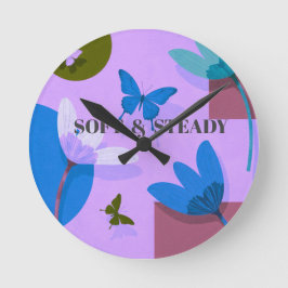 Soft & Steady Floral Butterfly Wall Clock Ronde Klok