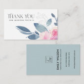 SOFT SUBTLE BLUSH BLUE FLORAL BUSINESS DANK U VISITEKAARTJE (Voorkant / Achterkant)
