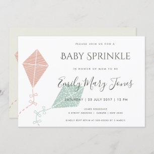 SOFT SUBTLE PINK BLUE KITE BABY SPRINKLE KAART