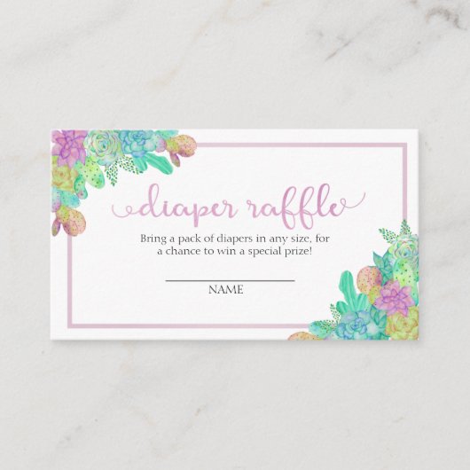 Soft Succulent & Cactus Girls Déchets Carte Raffle (Devant)