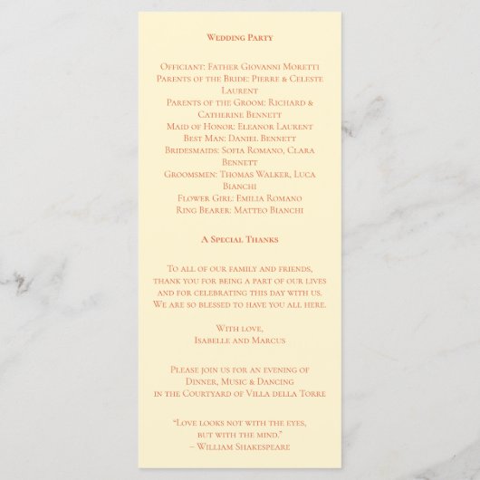 Soft Sunset Hues Wedding Programma (Achterkant)