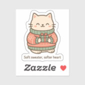 Soft Sweater Softer Heart Sticker | Cute Cozy Cat  (Feuille)