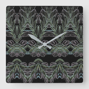 Soft Swirls Black   Vierkante Klok