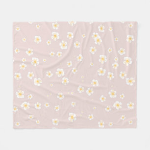 Soft Taupe White Daisies Fleece Deken
