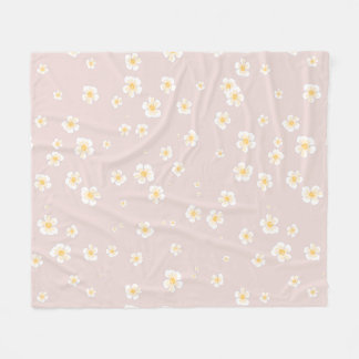 Soft Taupe White Daisies Fleece Deken