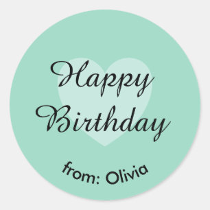Soft Teal Custom Birthday Sticker