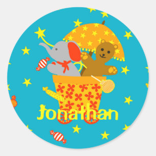 Soft Toys vliegen in Starry Sky op maat Ronde Sticker