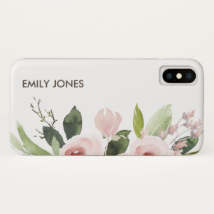SOFT TRENDY SUBTLE KLEUR WASH BLUSH PINK FLORAL iPhone X HOESJE