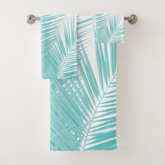 Soft Turquoise Palm Leaves Dream #1 Bad Handdoek (Insitu)