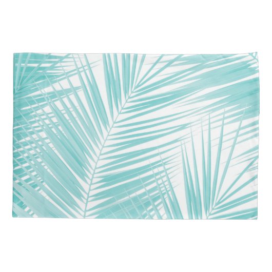 Soft Turquoise Palm Leaves Dream #1a Kussensloop (Achterkant)