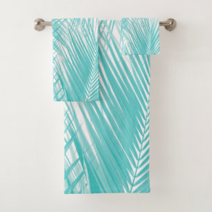 Soft Turquoise Palm Leaves Dream Cali Summer 3 Bad Handdoek