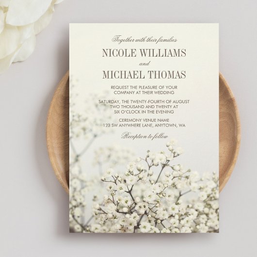 Soft Vintage bébé's Breath Wedding Invitations