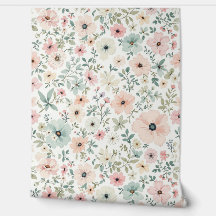Soft Vintage Floral Wallpaper