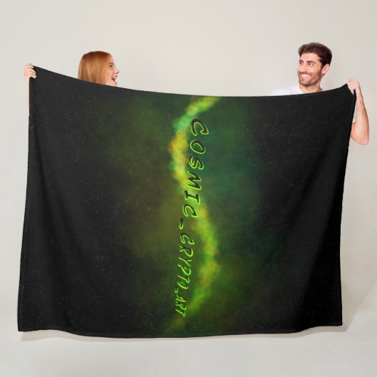 Soft Warm Fleece Blanket Cosmic Crypto Art Logo (In situ)