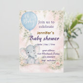 soft water colour floral teddy bear  Invitation (Debout devant)