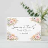 Soft Watercolor Floral Wedding Bedankkaart (Staand voorkant)