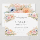 Soft Watercolor Floral Wedding Celebration Kaart (Voorkant / Achterkant)