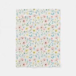 soft watercolor meadow blossoms fleece deken