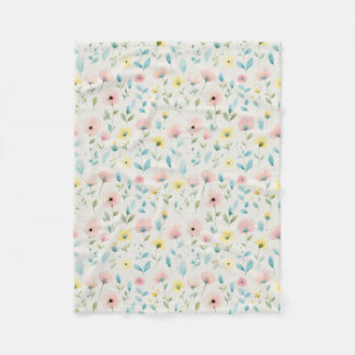 soft watercolor meadow blossoms fleece deken
