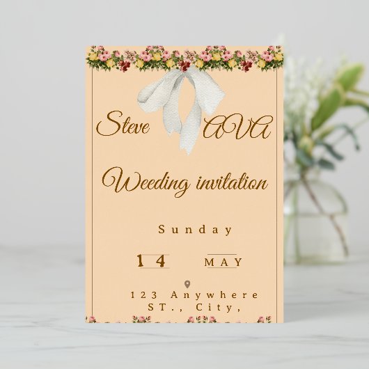 Soft Watercolor Wedding Invitation (Debout devant)