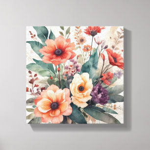 Soft Waterverf Bloemen Boeket Art Print