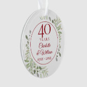 Soft Waterverf Greenery 40th Jubileum Foto Ornament (voorkant)