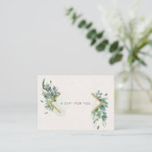 soft waterverf greenery gold gift certificate visitekaartje (Staand voorkant)