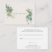 soft waterverf greenery gold gift certificate visitekaartje (Voorkant / Achterkant)
