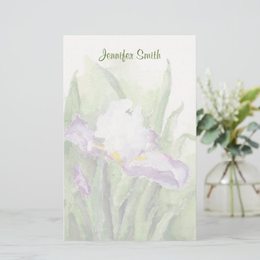 Soft Waterverf Iris Stationery Briefpapier (Staand voorkant)